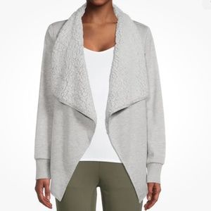 Avia Women’s Sherpa Lined Light Heather Gray Open Cardigan Size XXL NEW